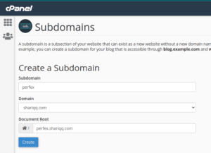 create new sub domain - shariqq.com